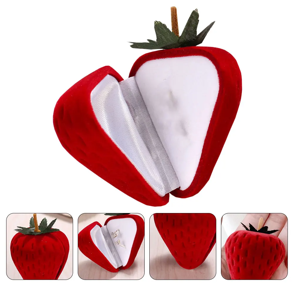 1 قطعة صندوق مجوهرات أحمر الفراولة شكل اصطف حلقة قلادة حقيبة للتخزين هدية التعبئة والتغليف المنظم صندوق مجوهرات القرط