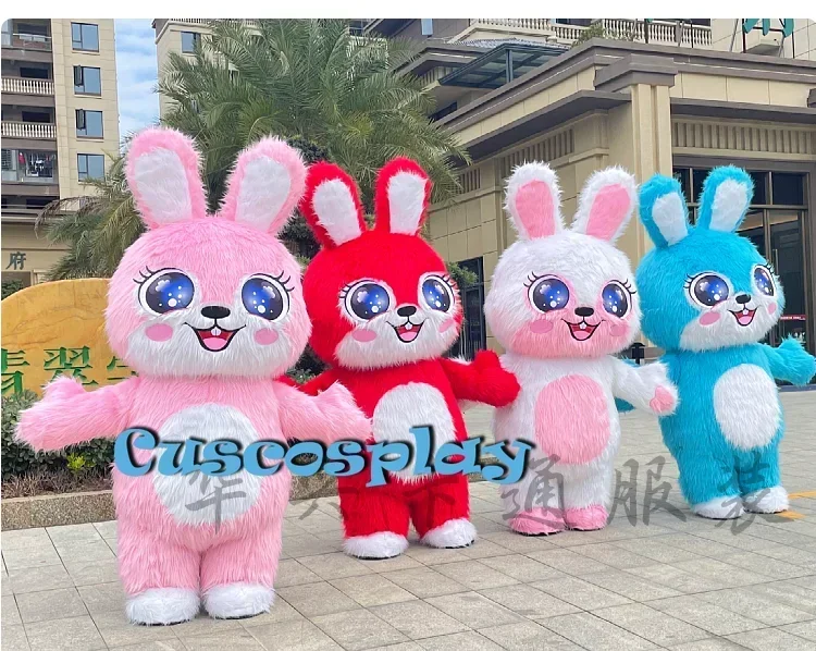 Inflatable Rabbit Hare Costume Full Body Adult Walking Bunny Mascot Suit for Easter Entertainments   Bunny  Dress Up no battery