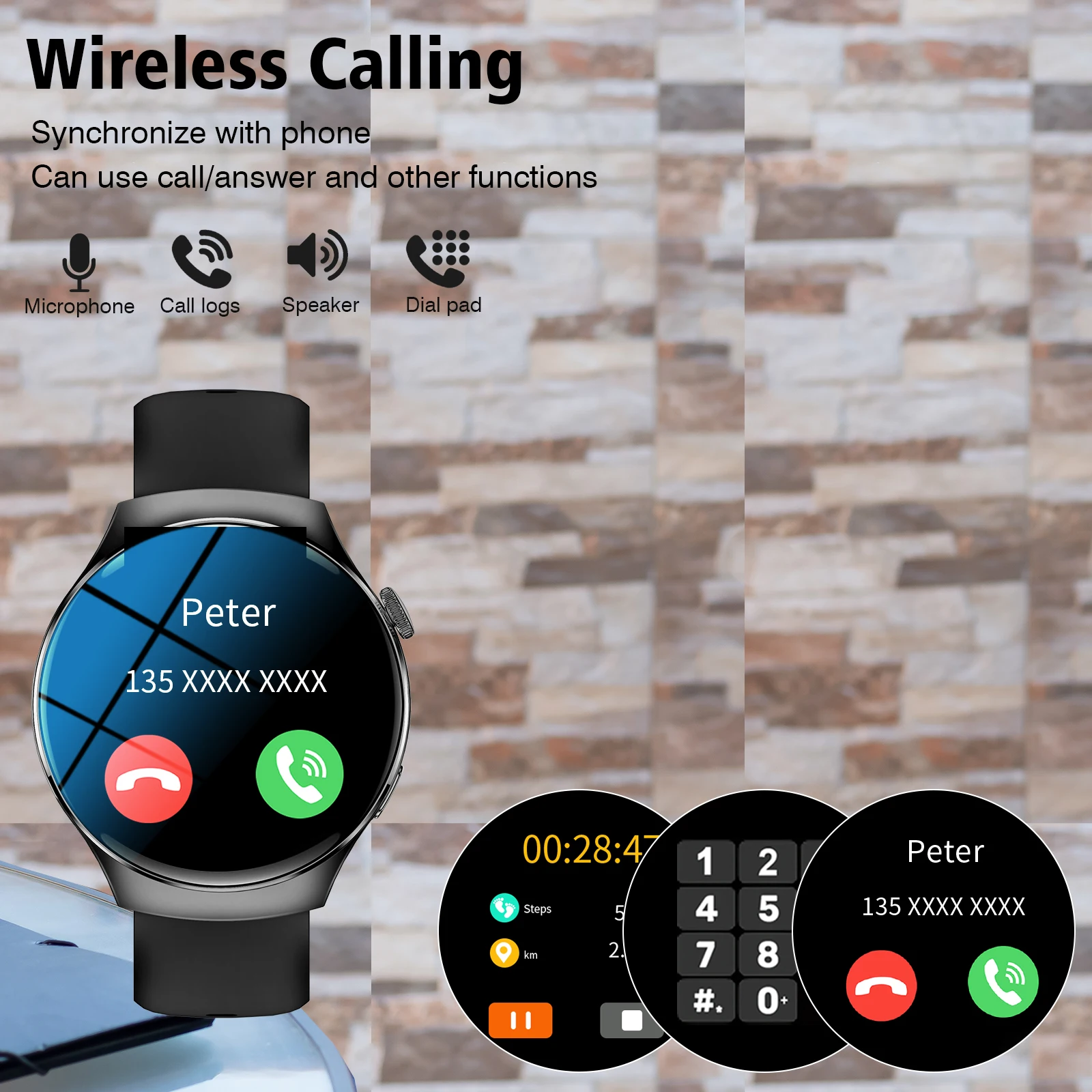 ساعة ذكية، اتصال/اتصال لاسلكي، وضع رياضي متعدد، عرض تنبيه الرسائل، ورق حائط مخصص، شاشة للياقة البدنية، واي فاي متوافق #2