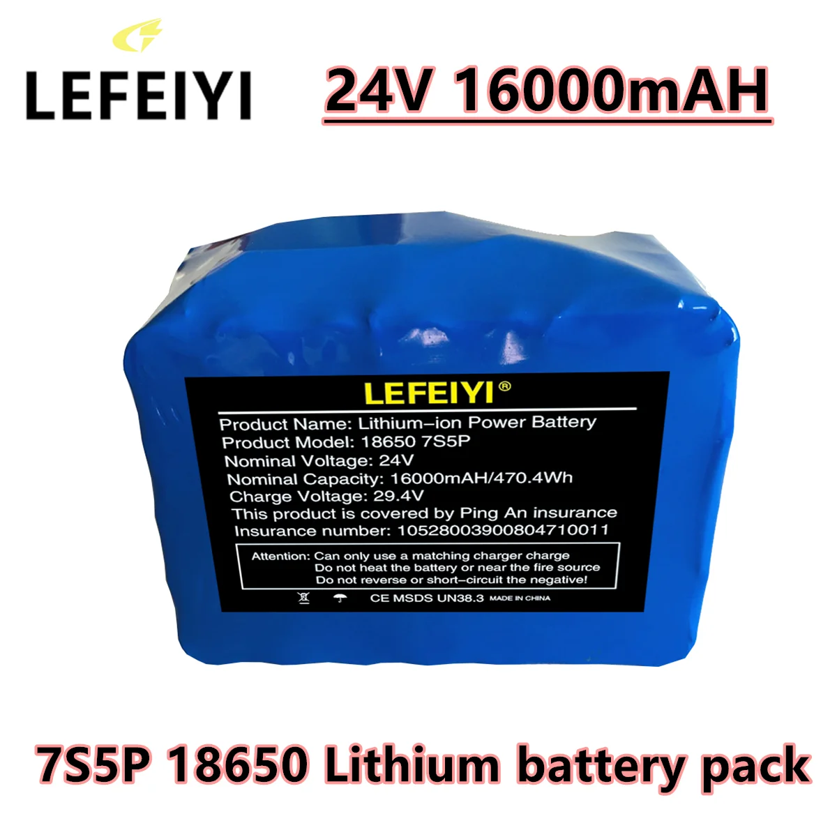 

LEFEIYI 7S5P 24V 16Ah Lithium Ion Battery Pack 500W 29.4V 16000mAh for Wheelchair