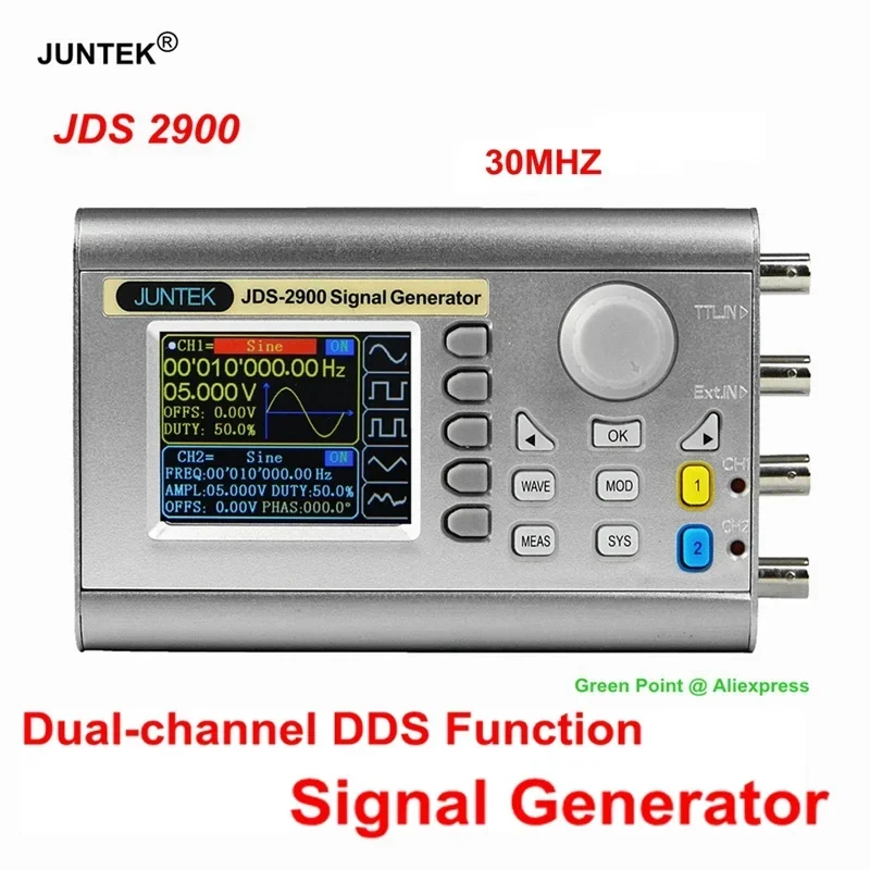 JDS2900 30MHZ JUNTEK generador de señal pequeño Control Digital doble canal DDS función medidor de frecuencia contador de forma de onda arbitraria