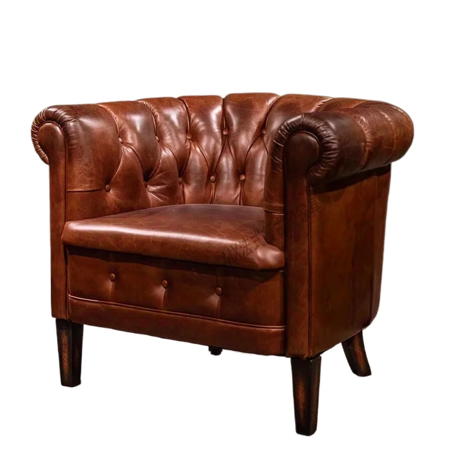 

Кожаное кресло с подтяжкой в стиле ретро, кресло с тигром, классическое кресло для сигар