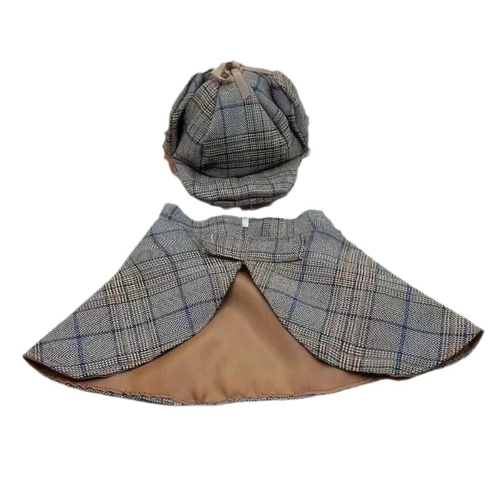 Divertido conjunto de disfraz de detective para mascotas, capa de Sherlock Holmes encantadora y bonita para mascotas, disfraz de Halloween sin mangas para perros, accesorios de vestir