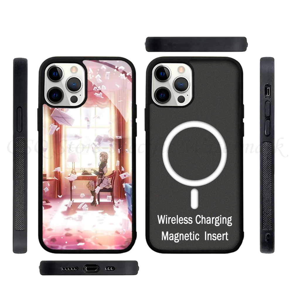 Чехол для телефона фиолетовый Evergarden с магнитной застежкой для IPhone 15 14 13 Pro Max 11 12 Mini Alex