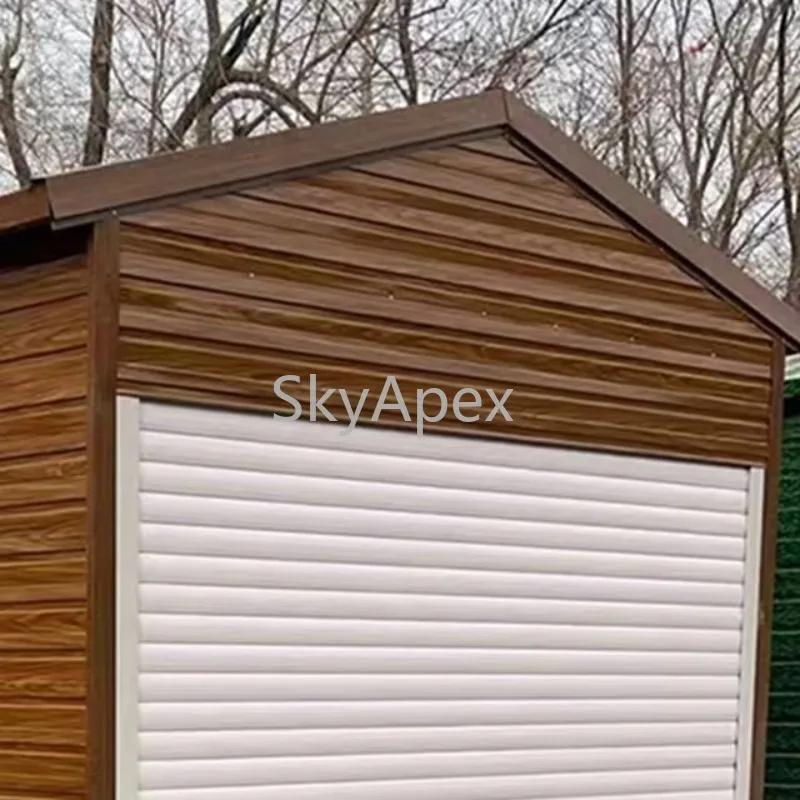 Outside Backyard Galvanized Steel Tool Container Shed Garage Prefabricated Self Storage Building For Cars Durable Rust Resistant