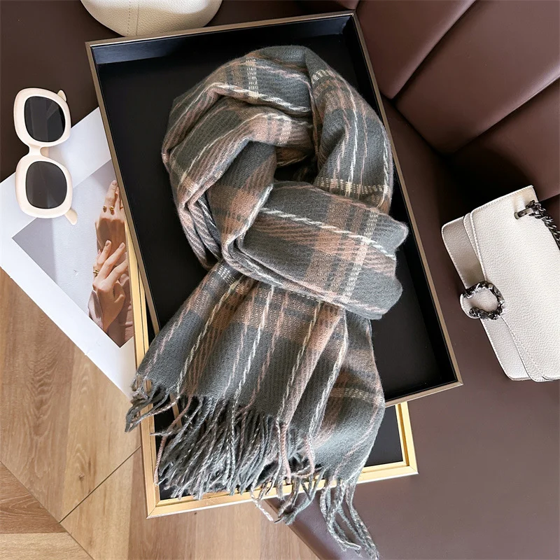 Casual Women\'s Autumn/Winter Classic Versatile Tassel Imitation Cashmere Scarf Warm Pashmina Shawl Wrap Wholesale