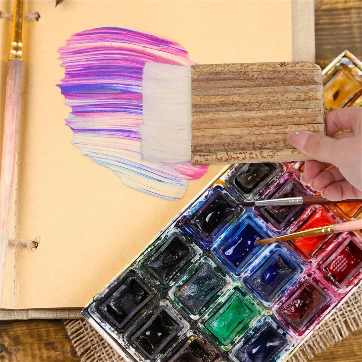 JAS-Handle Brush Ceramic Paint Applicator Artist Painting CL89At Brushes Suitable for Kiln Washing, Ceramic, Pottery Painting