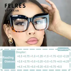 Luxury Brand Anti Blue Light Square Transparent Glasses Frame Oversized Eyeglass For Women Reading Glasses Presbyopia Eyeglasses