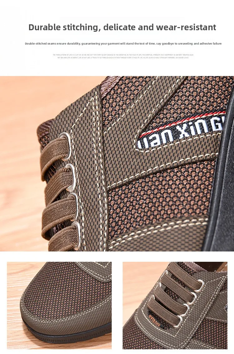 Herren Mesh Freizeitschuhe mit Elastischem Riemen, Weicher Gummisohle, Rutschfest, Atmungsaktiv, für Gehen, Arbeiten und Autofahren – Detail 7