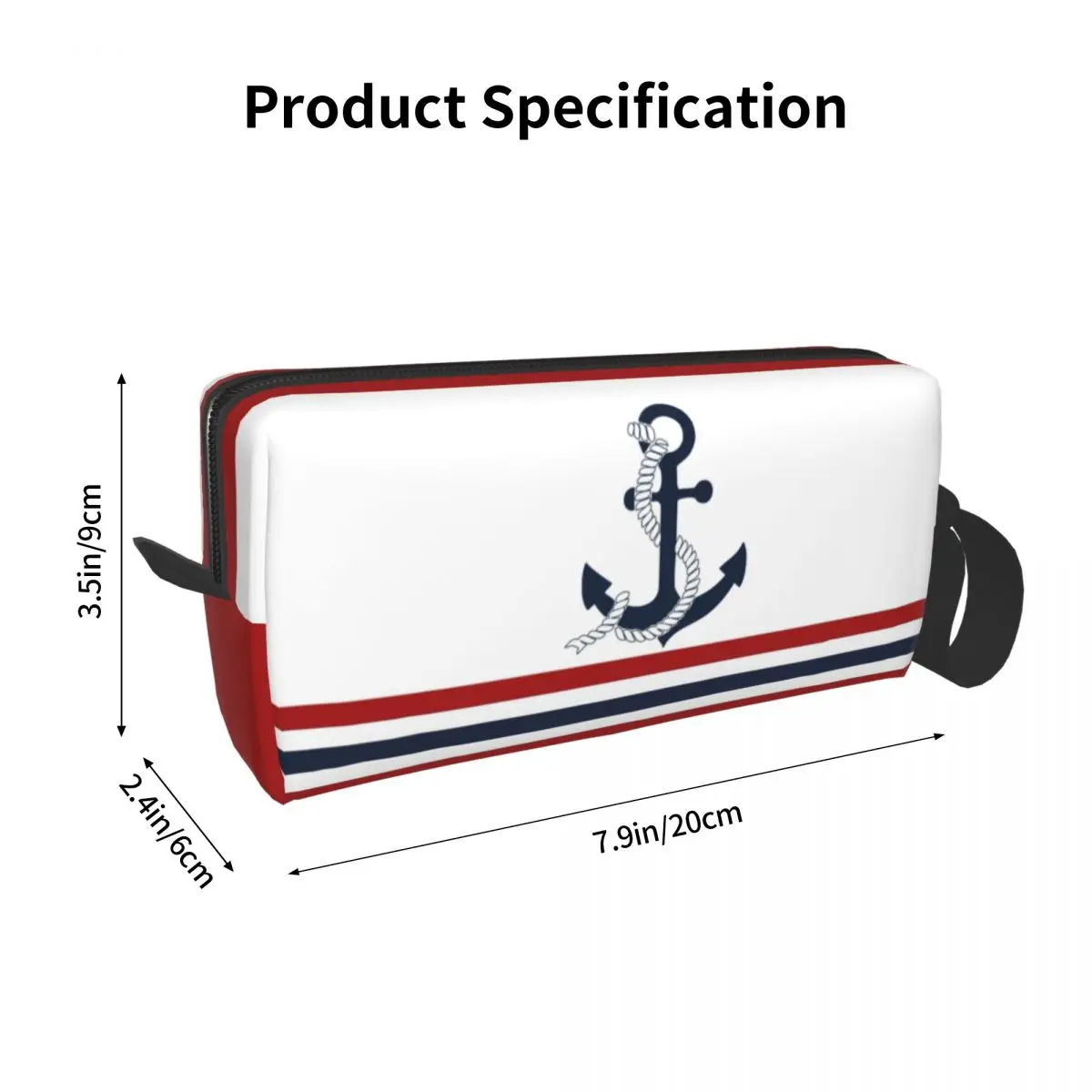 Custom Nautical Blue Anchors With Stripes Toiletry Bag Women Sailing Sailor Makeup Cosmetic Organizer Storage Dopp Kit Case