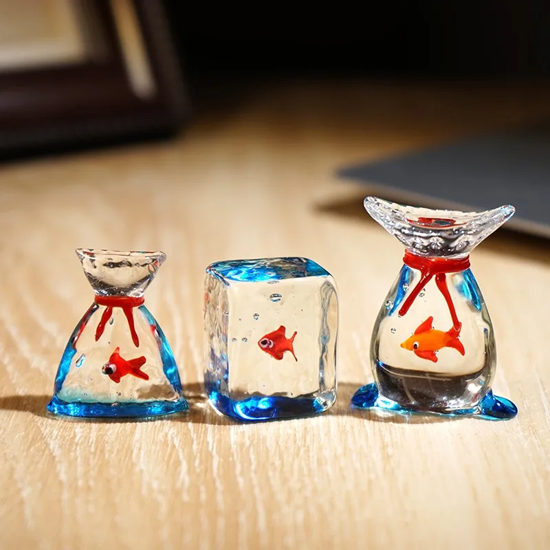 Aquatic Creature Pouch Handcrafted Transparent Glass Artifact Crystal Clear Office Computer Desk Car Interior Ornamental Craft