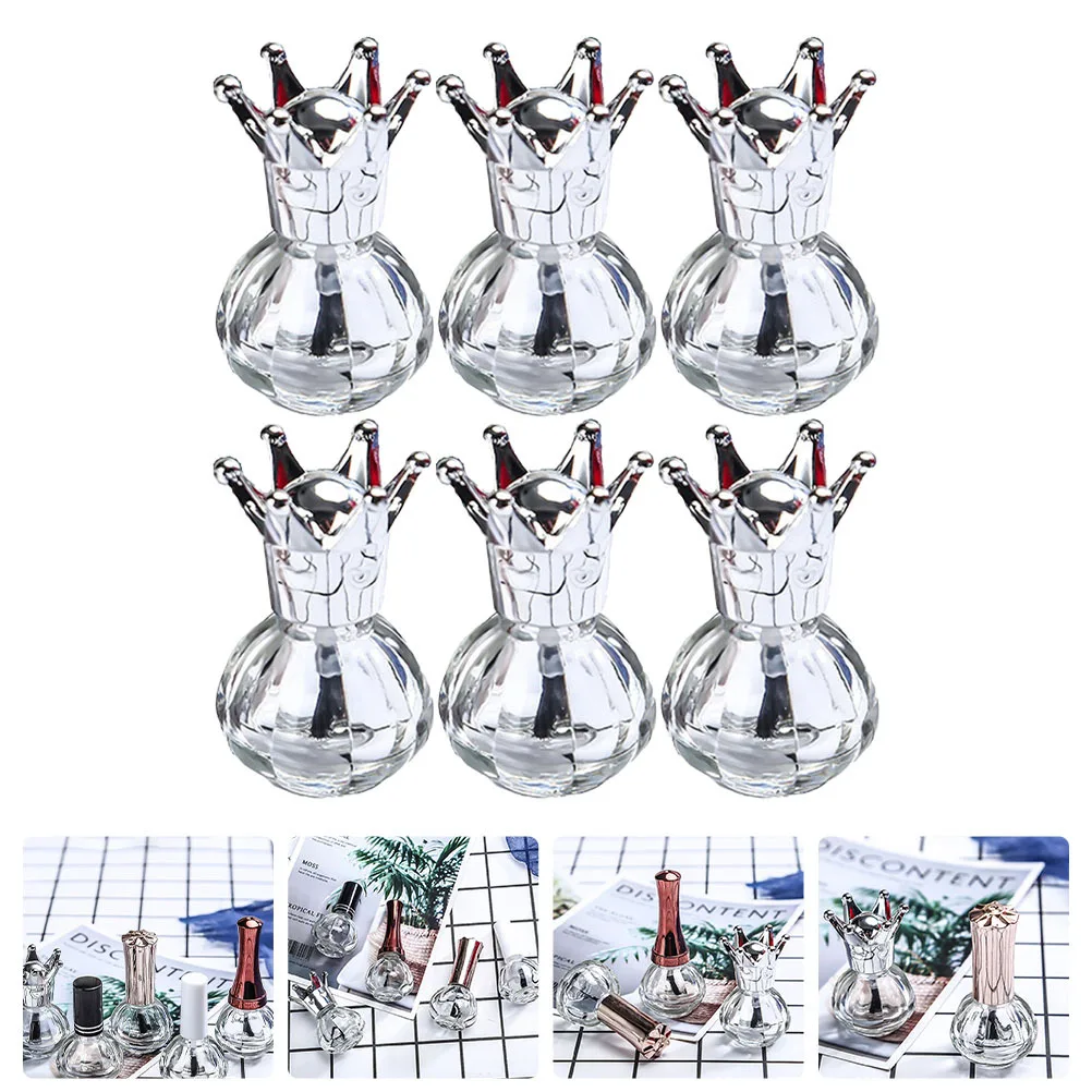 

6 шт. бутылки для лака для ногтей, стеклянные пустые прочные многоразовые контейнеры для хранения геля для ногтей, герметичные для маникюрного салона