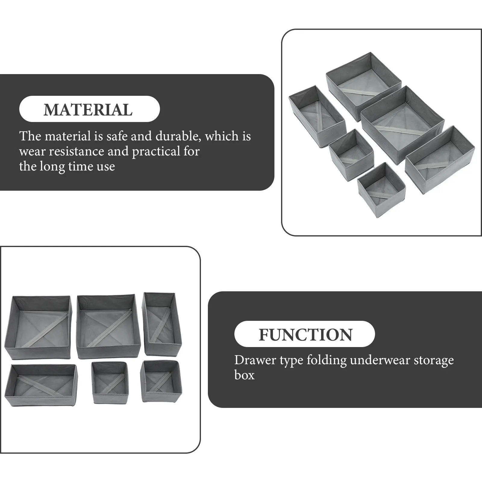 

6Pcs Underwear Storage Boxes Drawer Organizer Clothes Multifunctional Storage Box for Socks Bras Ties Scarves Lingerie