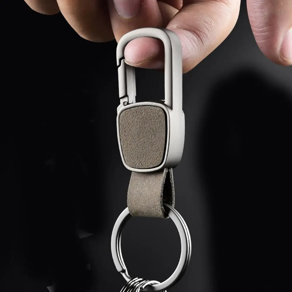 Simple Leather Keychain Fashion Metal Carabiner Holder Waist Hanging Key Chain Car Trinket Keyring Pendant Men Birthday Gift