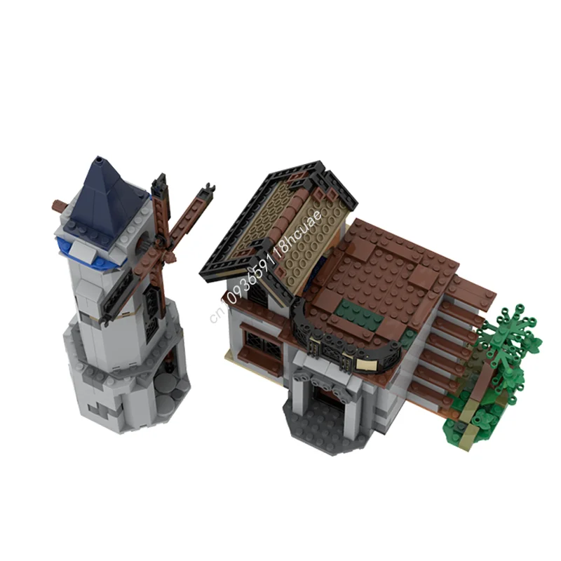 651 pièces MOC moulin à vent médiéval château modèle blocs de construction jouets Architecture brique assembler anniversaire cadeaux de noël