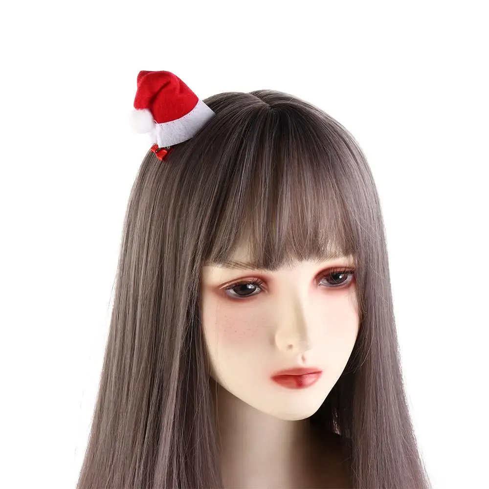 Decoración Navideña, Pasador de Pelo con Gorro Navideño Rojo, Pinza Roja para el Cabello, Santa Claus, Pinza para el Cabello con Asta de Ciervo para Niños, Regalos