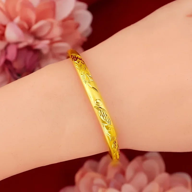 9999 Real Gold 24K Gold Edition Women's Push-Pull Bracelet Gypsy Star Bracelet Women's Meteor Shower Dragon and Phoenix Bracelet