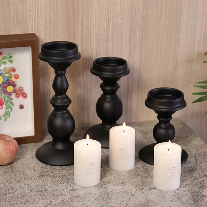 Nordic Style Black Painted Iron Candle Holder Metal Candle Holder Ornaments Wedding Holiday Home Decor Candle Holder