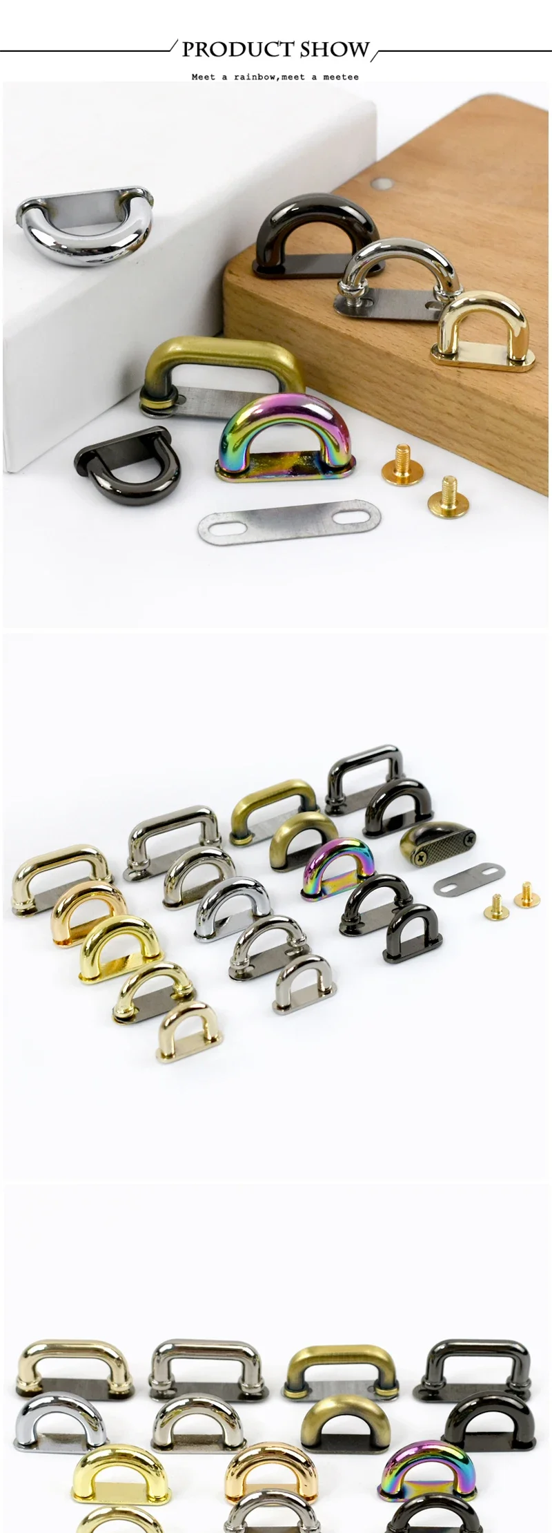 5/10Pcs Deepeel Metal Arch Bridge Bag Side Clip Buckle D Ring Screw Hook Handbag Strap Handle Connect Clasp Bags Accessories