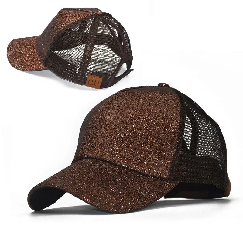 

Classic Trucker Cap Sequin Fluorescent Back Opening Ponytail Baseball Glitter Mesh Mesh-Back Cap