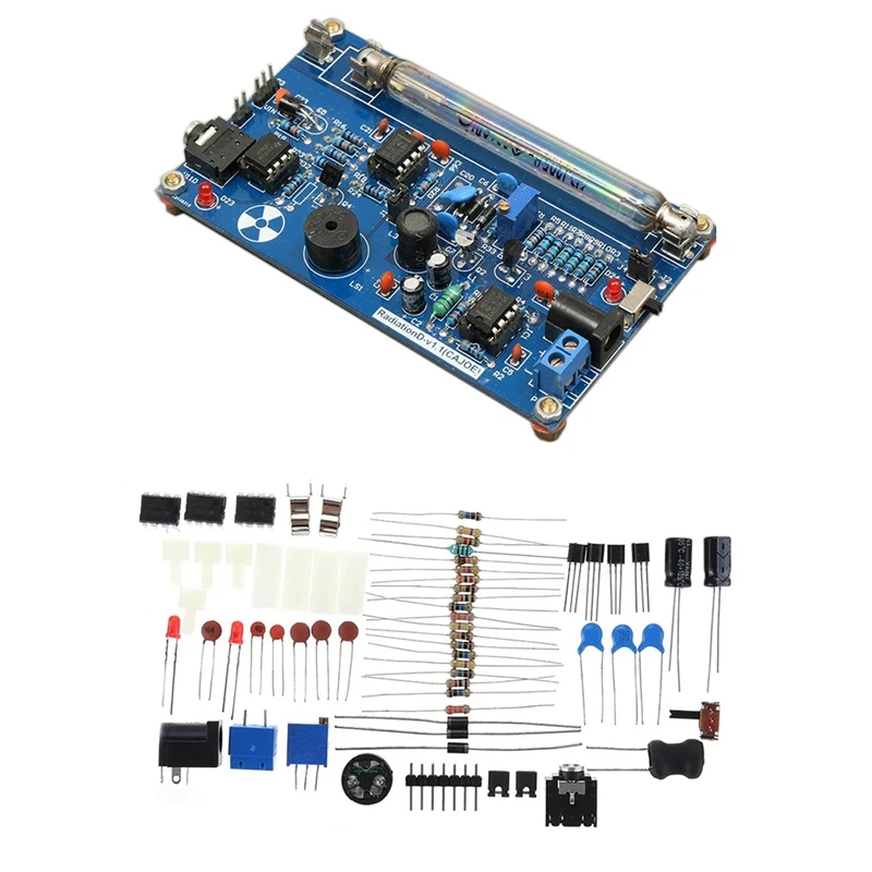 DIY Assemble Geiger Counter Kit Counter Module Nuclear Radiation Detector With Sound And Light Alarm Easy To Use