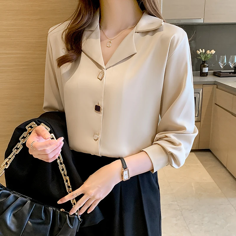 Long Sleeve Black White Blouse Tops Blouse Women Blusas Mujer De Moda 2024 Notched Collar Blouse Shirt Blouses Femme Blusas E447