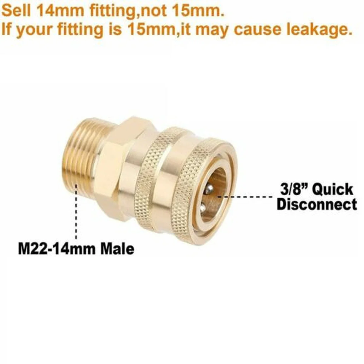 Tpaitlss Quick Connect Pressure Washer Adapter M22-14 mm Swivel to 3/8 inch