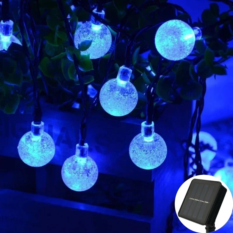Solar Crystal Globe LED-lichtslingers 60 LED 8 verlichtingsmodi IP65 Fairy Light Kerstslinger voor tuinfeestdecor - afbeelding 1