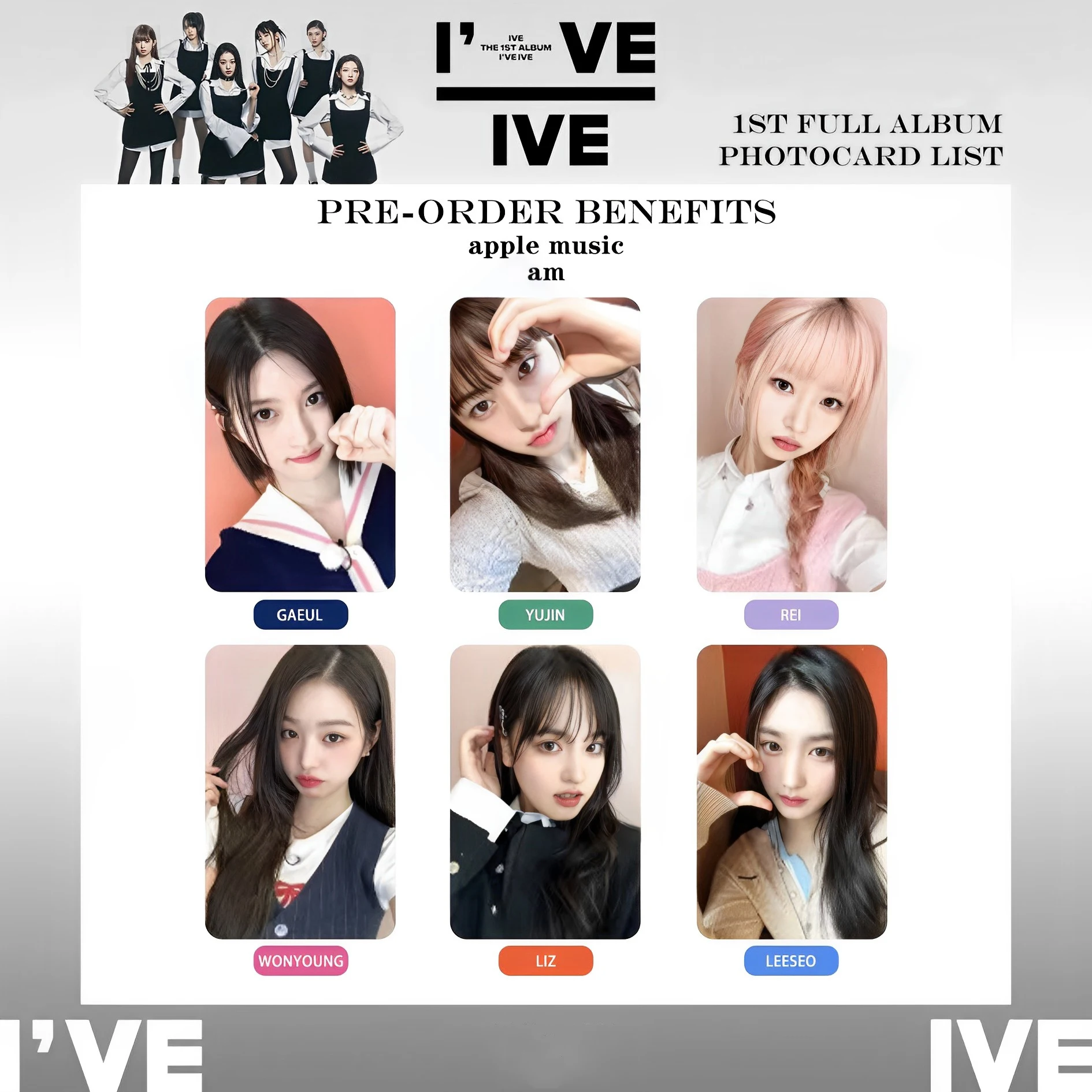 Korean Girl Group 1VE Fu Series New Am3 Special Card Yujin Gaeul Wonyoung LIZ Rei Leeseo Peripheral Small Cards