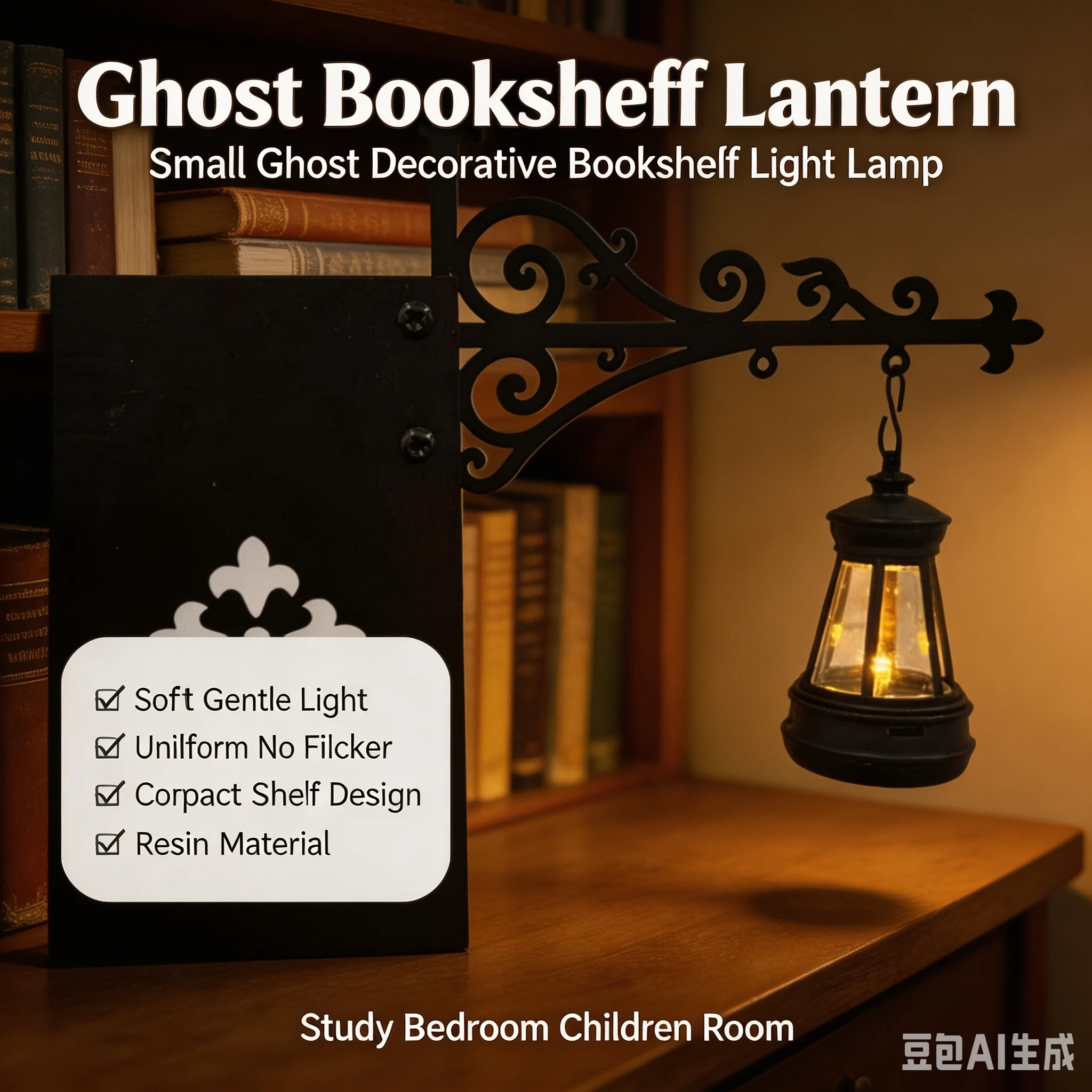 Retro Gothic Bookshelf Lamp Library Lantern LED Night Light Mini Book Nook Reading Lamp Home Study Room Decor