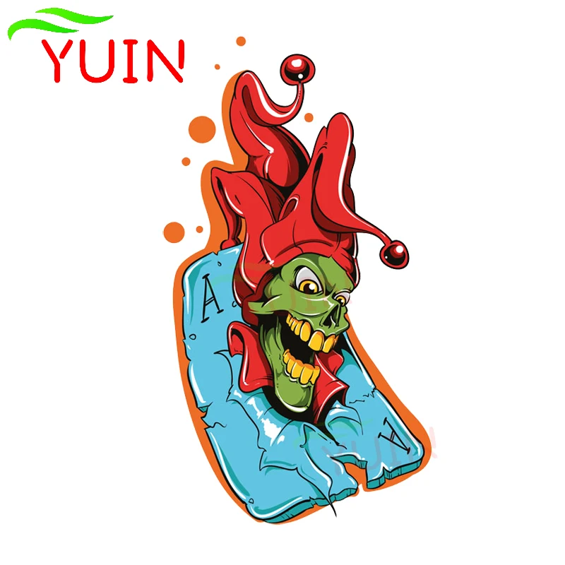 Creative Clown Playing Cards Car Sticker Motorcycle Cars Accessories PVC Decoration High Quality Waterproof Decal 12*7cm