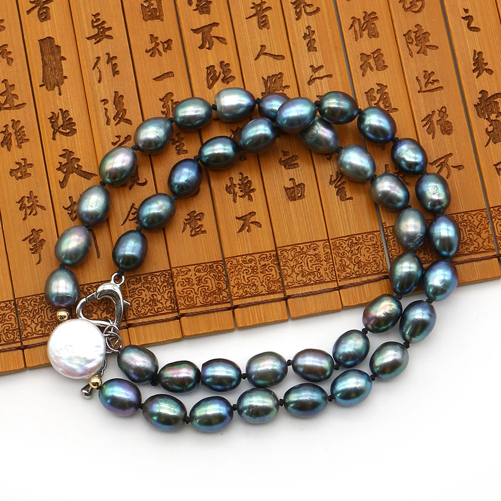 

Зеленый рисовый жемчуг павлина и белый круглый жемчуг Ожерелье смешанного цвета с застежкой в форме сердца в стиле ретро, подарок на День святого Валентина