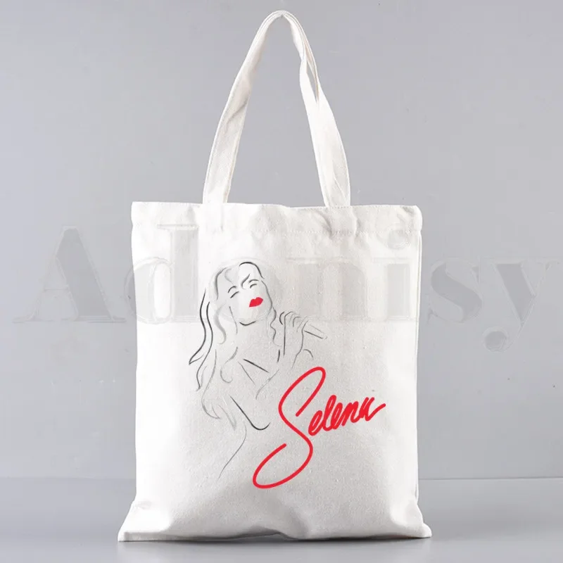 Vintage 90s La Reina SELENA QUINTANILLA Cartoon Handbags Shoulder Bags Casual Shopping Girls Handbag Women Elegant Canvas Bag