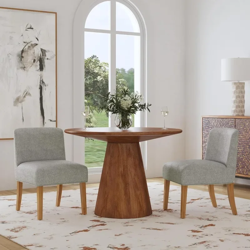 Solutions.com-Chaises de salle à manger avec dossier bas, meubles décoratifs pour la maison, gris tissé, paquet unique