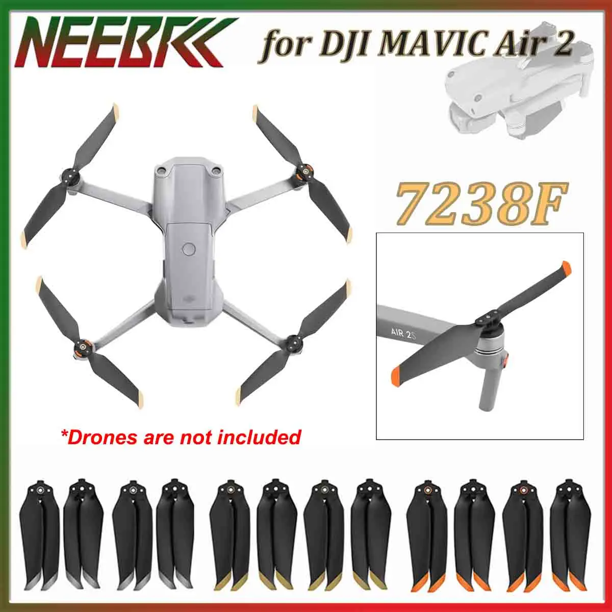 

4/8 шт. малошумные пропеллеры 7238F для DJI Mavic Air 2/AIR 2S, быстросъемные вентиляторы для радиоуправляемых дронов, сменные аксессуары