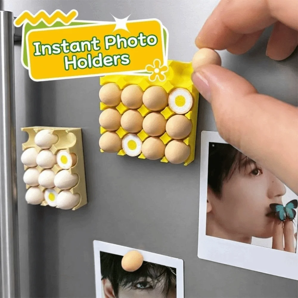 Cute Magnetic Egg Tray Fridge Magnet Reusable Egg Shape Egg Refrigerator Magnets Creative Design Memo Note Holder Kitchen Decor