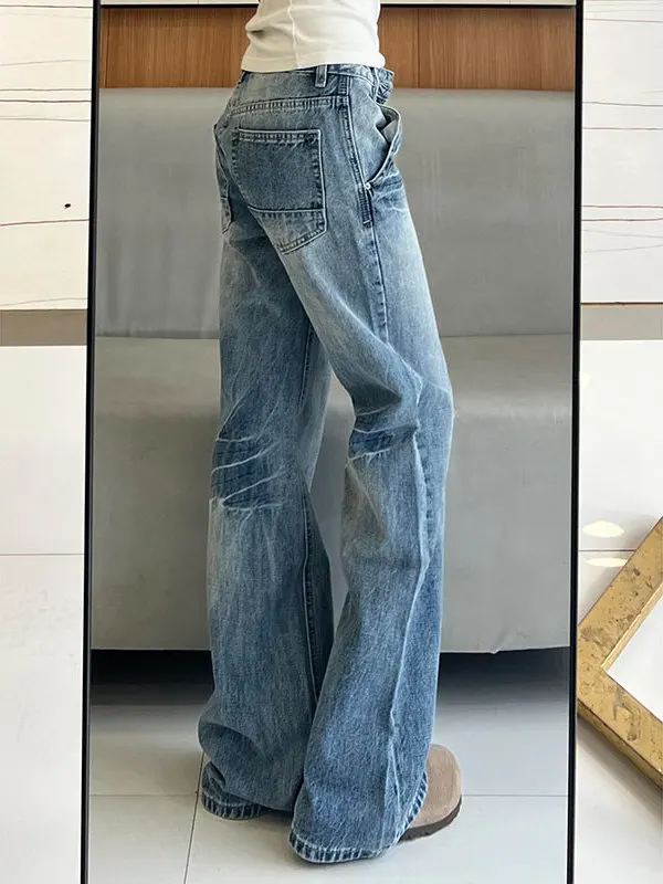 

American High Street Wide Leg Jeans Women's High Waist Loose Large Size Straight Long Pants Draping Sensation Casual Jeans