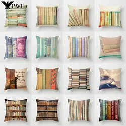 Retro Books Library Pattern Series Pillowcase Office Car Waist Cushion Cover Living Room Bedroom Sofa Decorative Pillowcase
