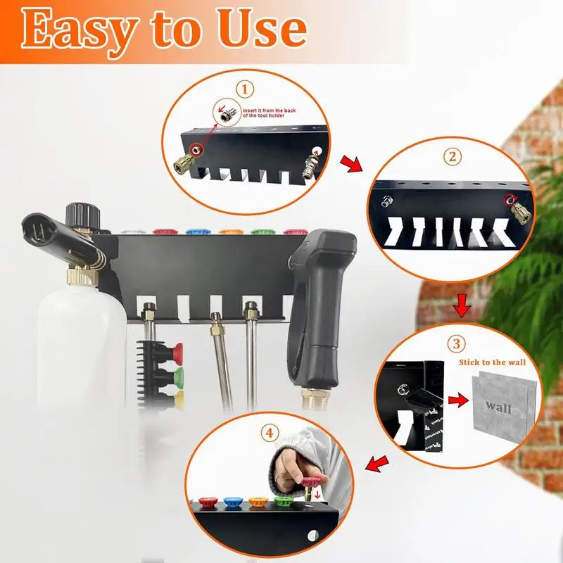 Pressure Cleaner Organizer High-Pressure Cleaner Wand Organizer Tool Wall Mounted Pressure Washer Nozzle Tips Holder For Tool