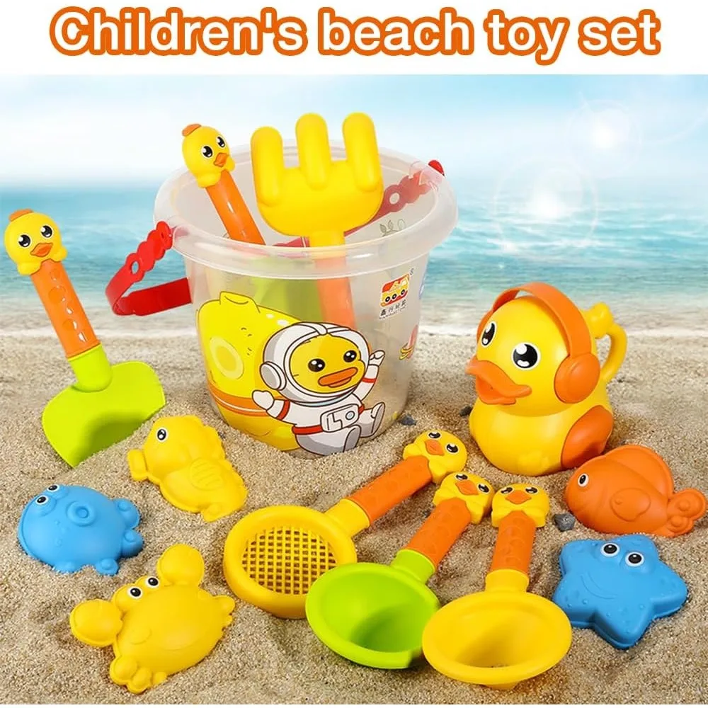 

Набор пляжных игрушек для малышей: милые уточки, ведерко, лопатка, формочки для песка, совок. Летние уличные игрушки для мальчиков и девочек.
