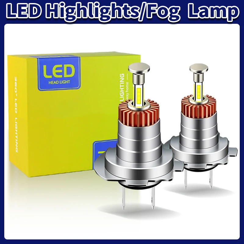 1/2PCS Canbus 360 H7 LED Headlight Car Light Bulbs 4 Sides 72W 30000LM High Power Canbus Headlamp Plug & Play Super Bright 6000K