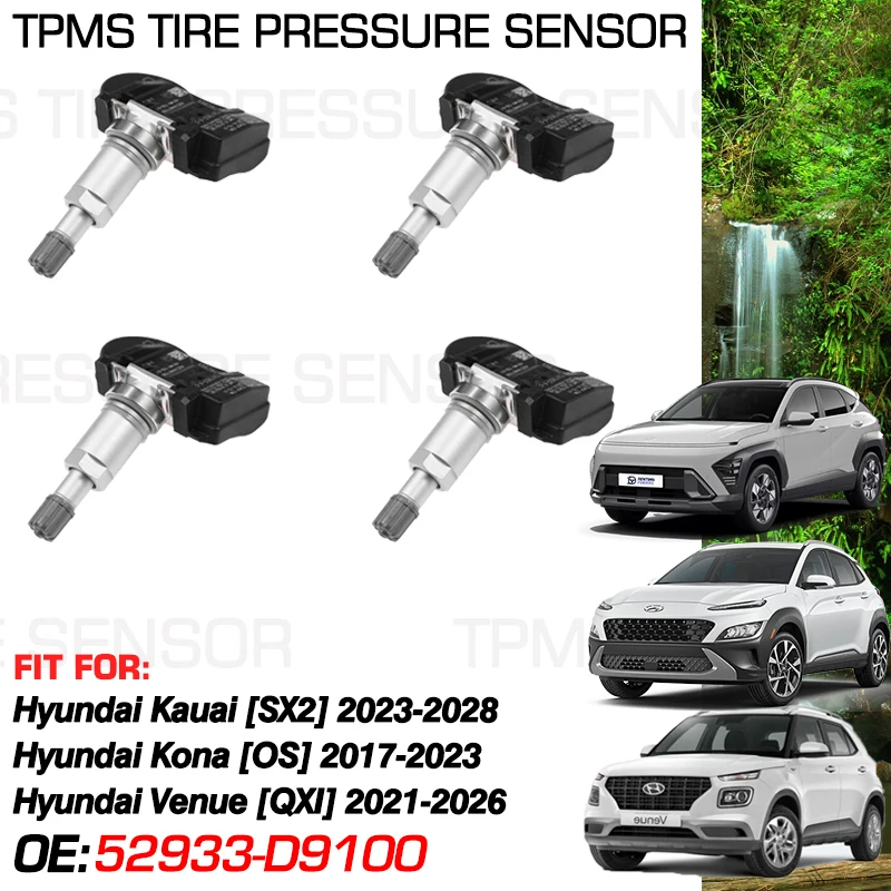 

For Hyundai Kona OS 2017-2023 Hyundai Kauai SX2 2023-2028 Hyundai Venue QXI 2021-2026 433MHz Tire Pressure Monitor 52933-D9100