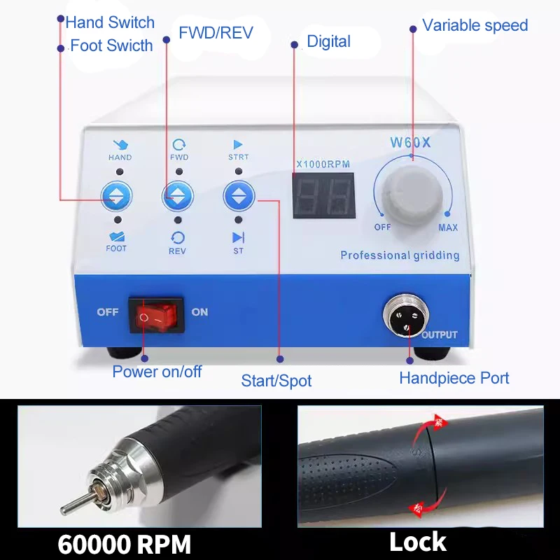 Strong 60000 RPM Micromotor for Jewelry Tools & Equipment 60000RPM Brushless Micro Handpiece