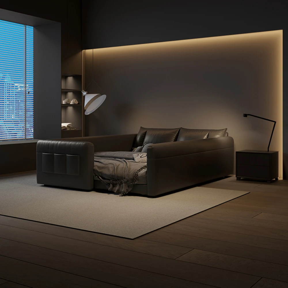 سرير بحجم كينغ أسود فاخر وبسيط وحديث لتنجيد الفنادق ومنضدة صالة للأطفال Meubles De Chambre ديكور منزلي