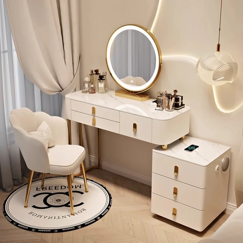 Economic Mirror Luxury Modern Comfortable Bedroom Makeup Vanities Unique Dressing Hairstyle Cabinet Plastic Storage Furniture