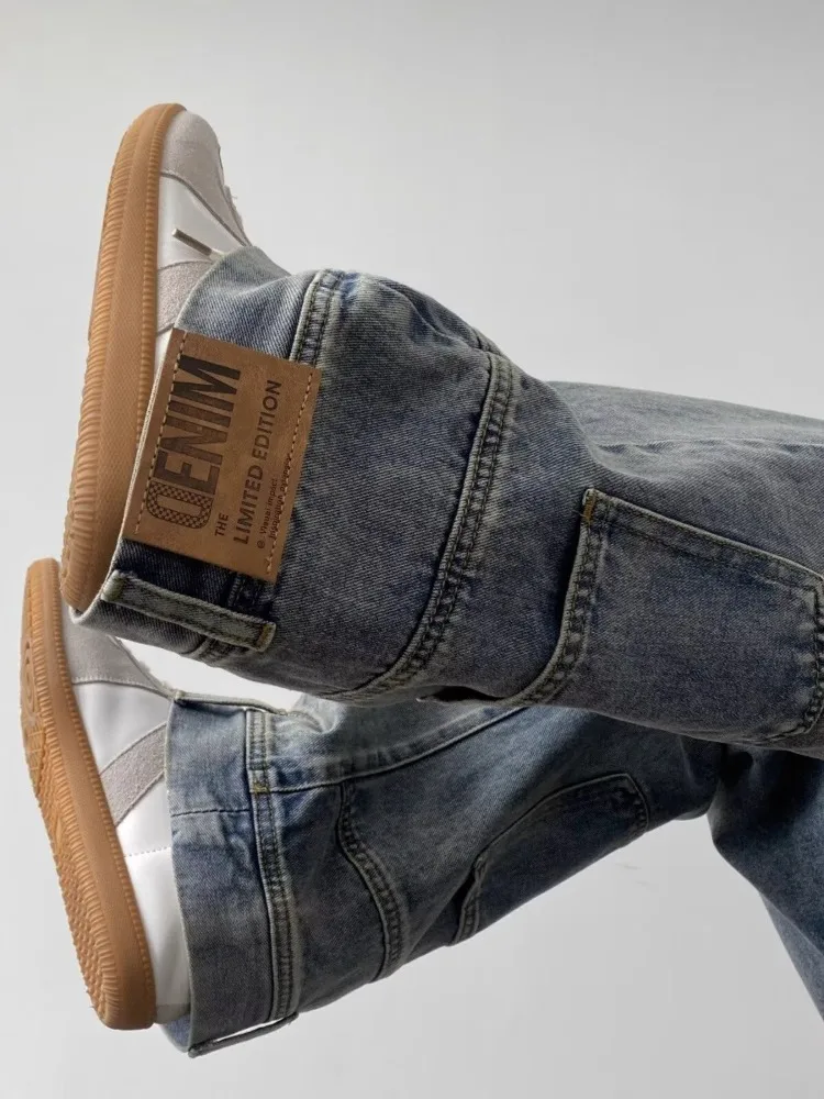 Personalidade especial jeans diário masculino, calça reta simples, estilo europeu chique, bolsos com tudo que combina para jovens, elegante e simples