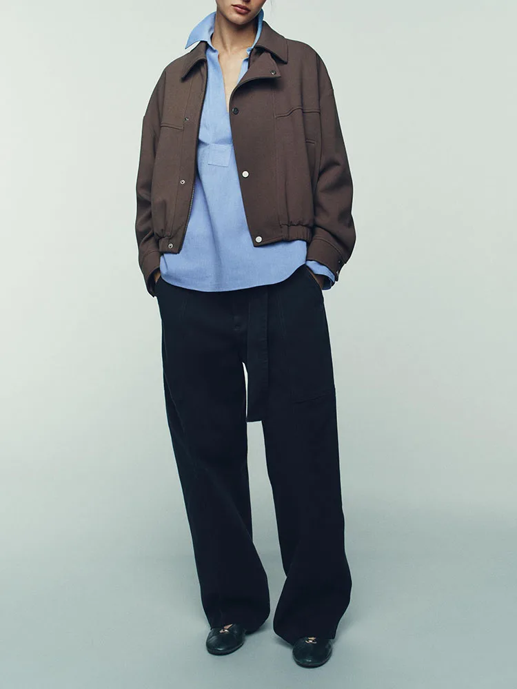 

Ele Sweet Sle Long Sve Double Breasted Collar Jaet Outerwear New Arrival Winter 2025 Women's ort Coat