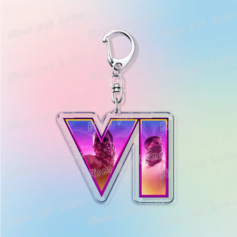 Klassische Vice City Schlüsselanhänger für Accessoires Taschenanhänger San Andreas PC-Spiele Liebhaber Schlüsselring Schmuck Fans Geschenke