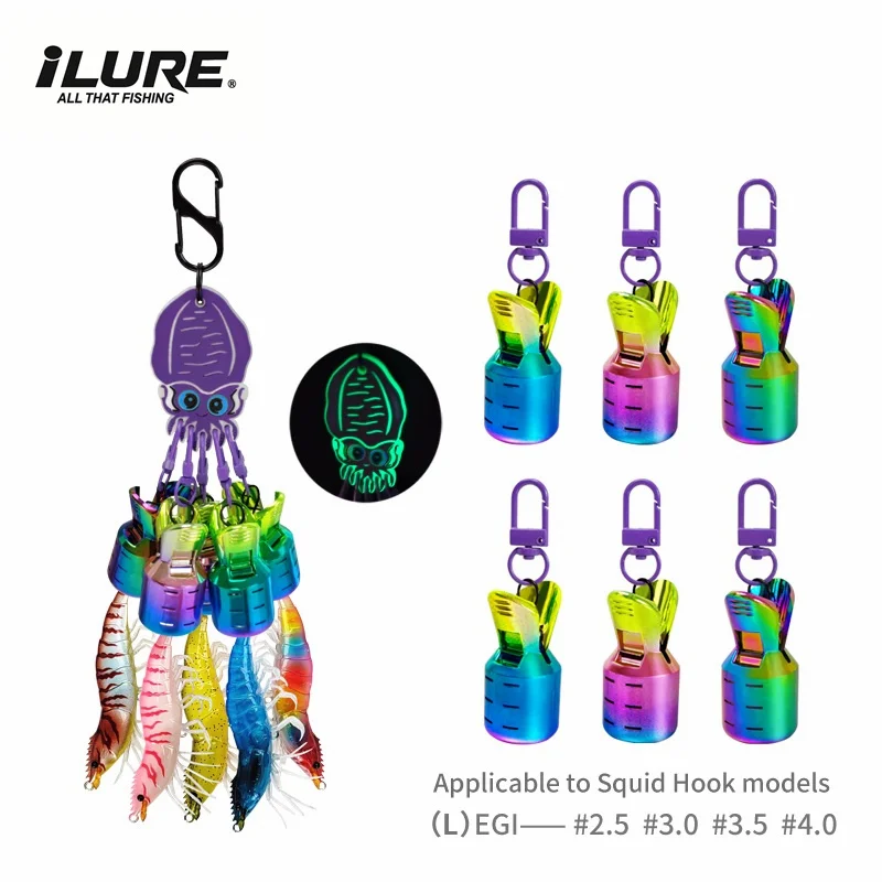 Electroplating Squid Jig Bait Protector Kit L Size 6pcs Punk Color Webfoot Octopus Egi Hooks Cover Cuttlefish Umbrella Lure Cap