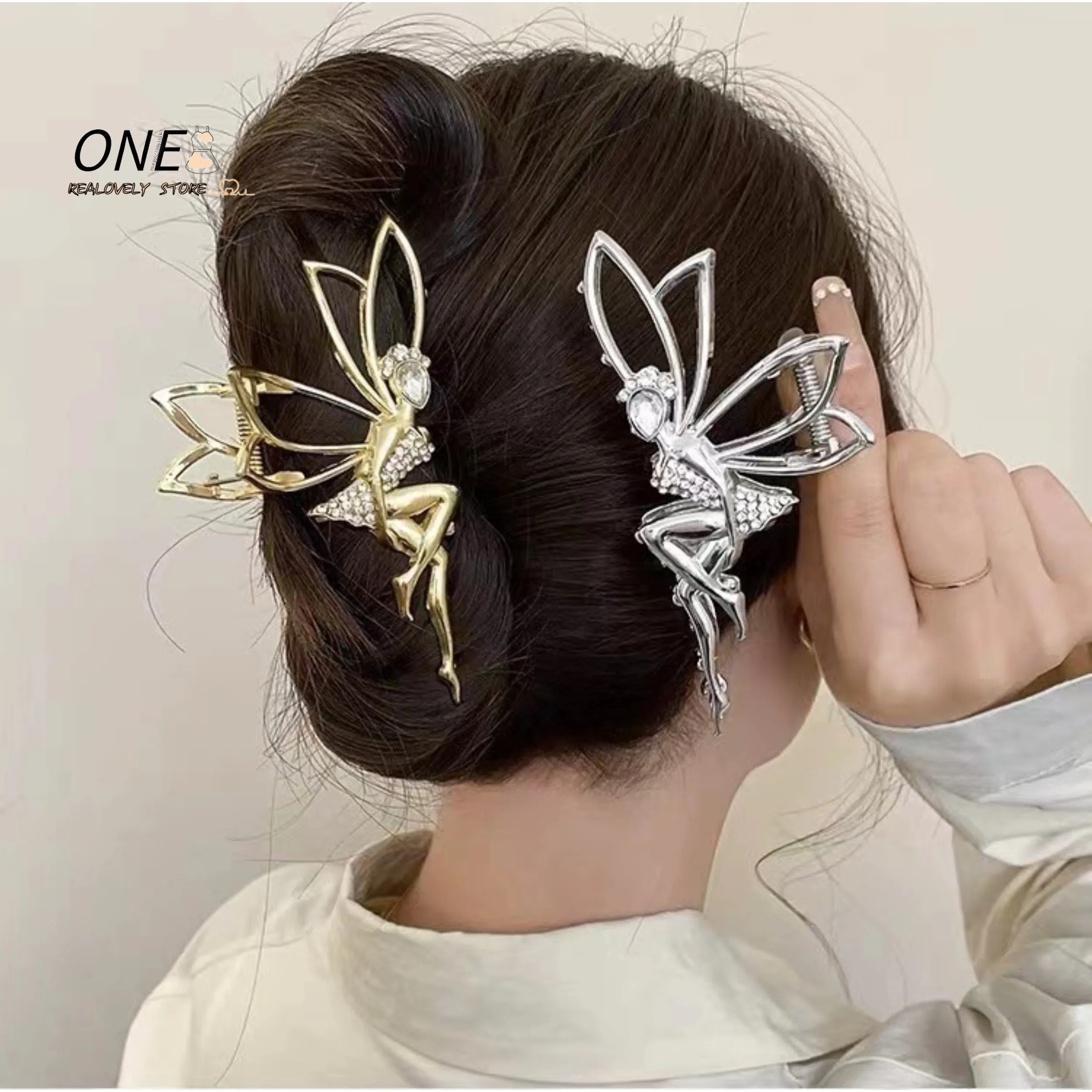 Stunning Rhinestone Elf Fairy Hair Clip with Imitation Pearls and Rice Ear Look - Perfect for Women Metal Hair Accessory